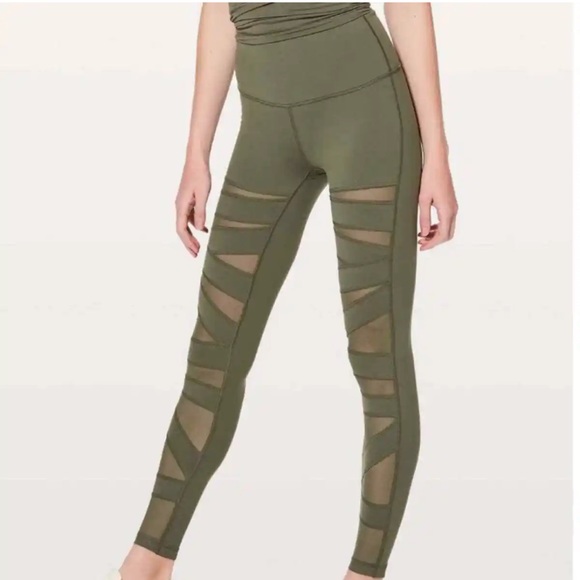 lululemon athletica Pants - Olive green mesh Lulu lemon leggings